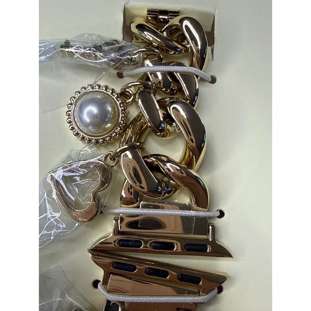 Anne Klein Gold Charm Bracelet Band for Apple Watch 38/40/41mm New